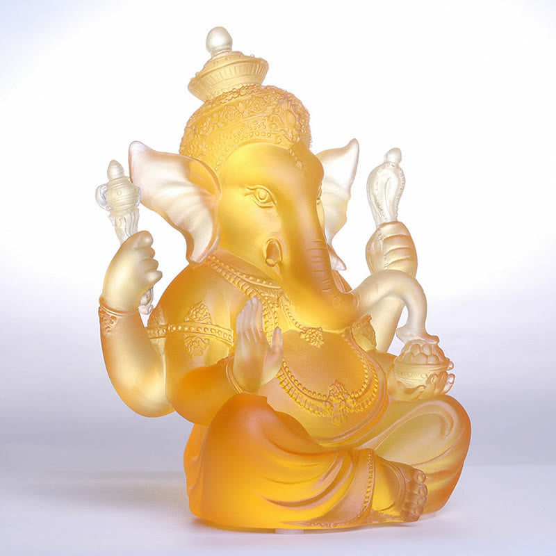 Nimara Ritual Handmade Ganesh Ganpati Elephant Figurine Liuli Crystal Art Piece Protection Statue Home Decoration