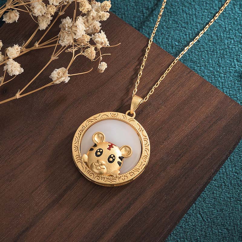 Nimara Ritual White Jade Year of the Tiger Blessing Necklace