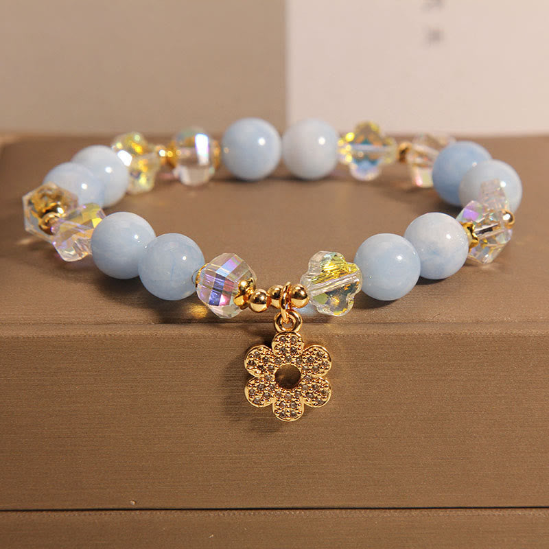 Nimara Ritual Natural Aquamarine Flower Healing Crystal Bracelet