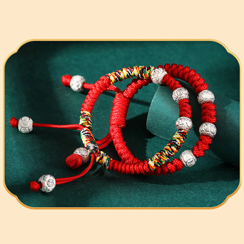 Nimara Ritual 925 Sterling Silver King Kong Knot Multicolored Red String Strength Handmade Braided Kids Child Bracelet