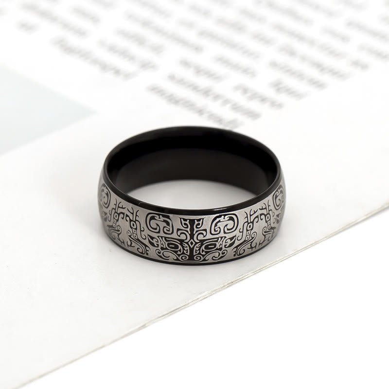 Nimara Ritual Lucky Mythological Creature Taotie Wealth Titanium Steel Ring