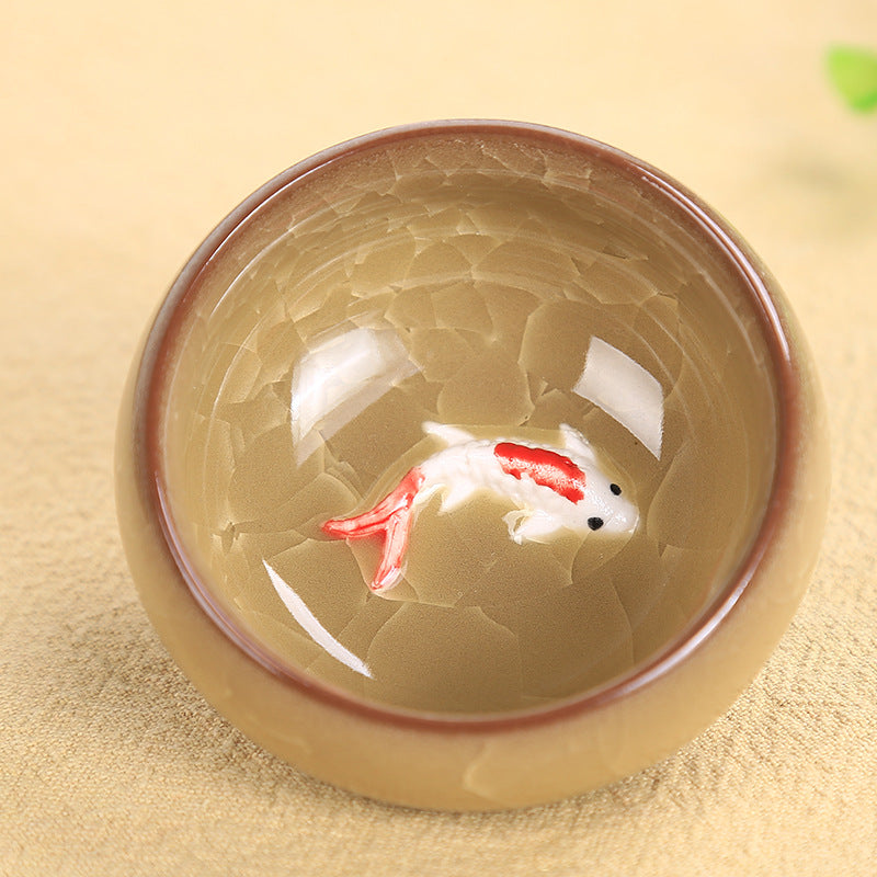Nimara Ritual Cute Koi Fish Ceramic Teacup Kung Fu Tea Cup Bowl 45ml