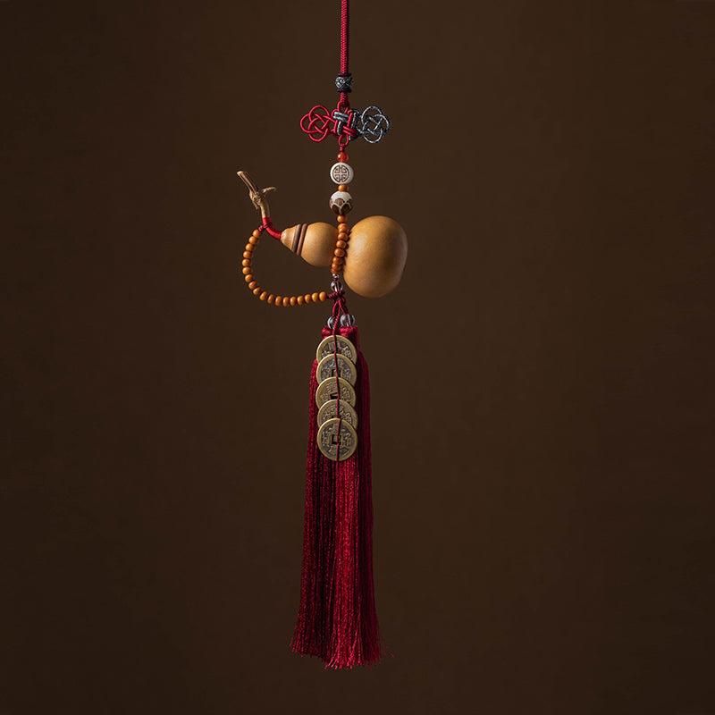 Nimara Ritual Feng Shui Coins Gourd Chinese Knot Lucky Coins Five Emperor Money Wealth Tassels Decoration