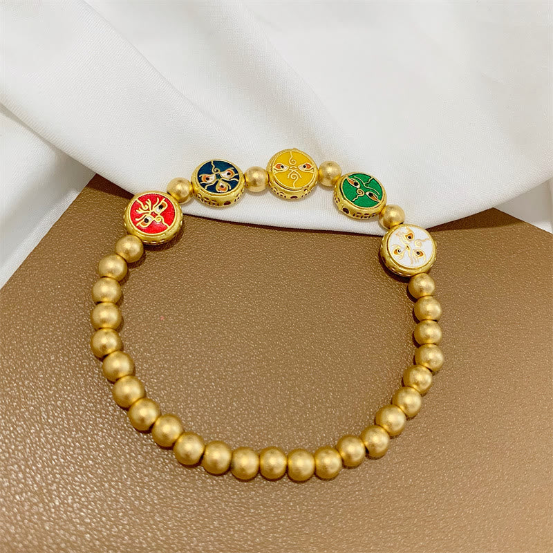 Nimara Ritual Tibetan Five God Of Wealth Copper Beads Luck Bracelet