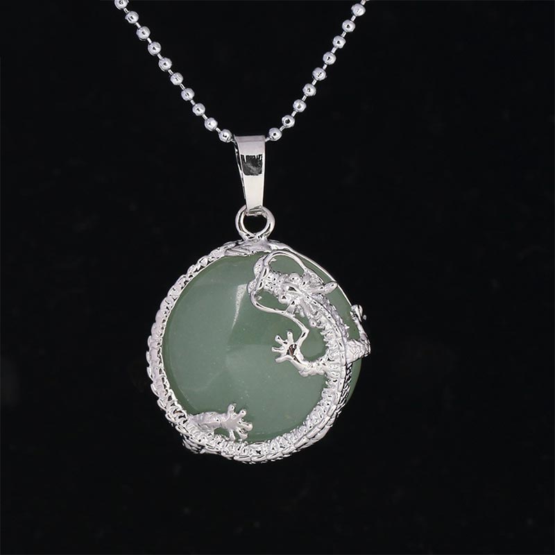 Nimara Ritual Chinese Dragon Natural Quartz Crystal Healing Energy Necklace Pendant