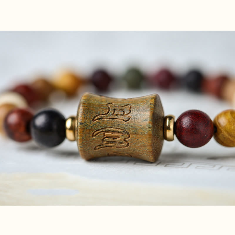 Nimara Ritual Tibet Multicolored Sandalwood Om Mani Padme Hum Protection Bracelet
