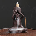 Nimara Ritual Little Skull Ghost Purple Clay Backflow Smoke Fountain Peace Incense Burner Decoration
