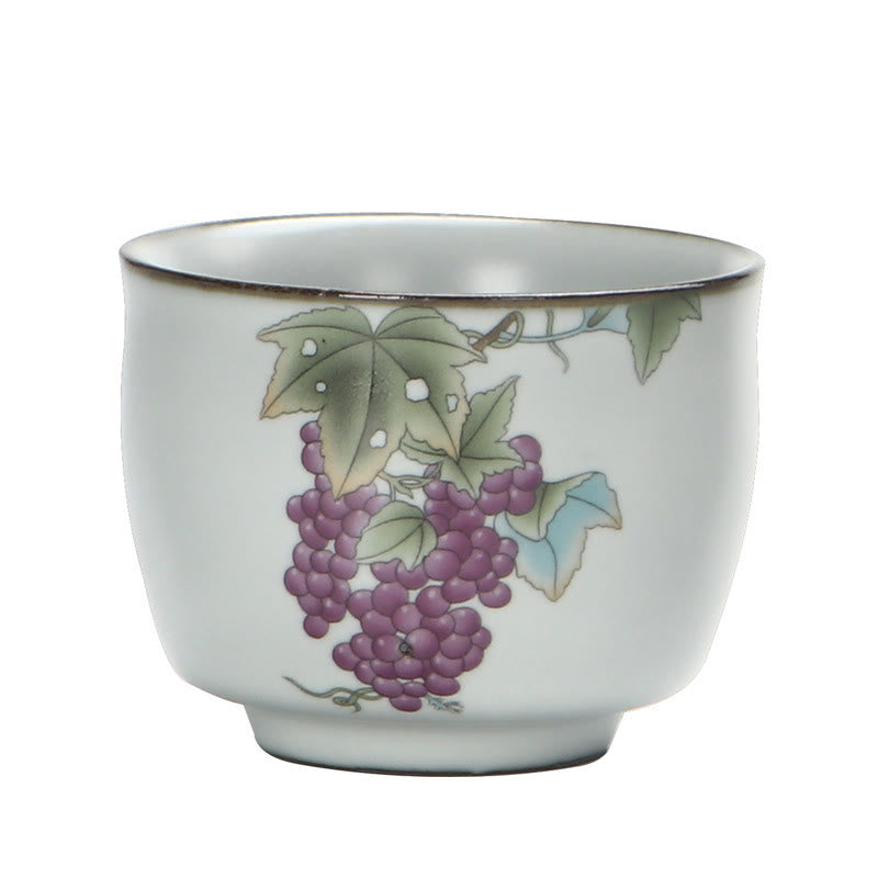 Nimara Ritual Loquat Lychee Snow Scenery Landscape Grape Apple Ceramic Teacup Kung Fu Tea Cup