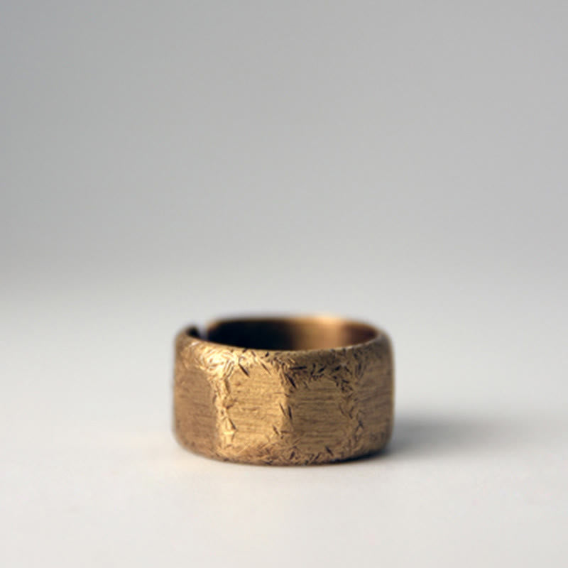 Nimara Ritual Tibetan Simple Design Copper Brass Frosted Wealth Ring