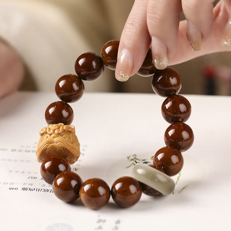 Nimara Ritual Purple Bodhi Seed Dancing Lion Wisdom Bracelet