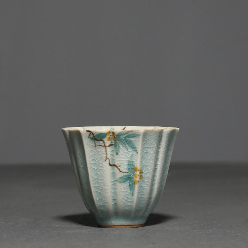 Nimara Ritual Loquat Dogwood Hawthorn Morning Glory Ceramic Teacup Kung Fu Tea Cup