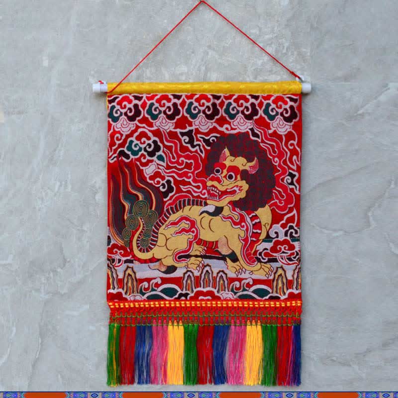 Nimara Ritual Feng Shui Kirin Spiritual Colorful Tassel Wall Art