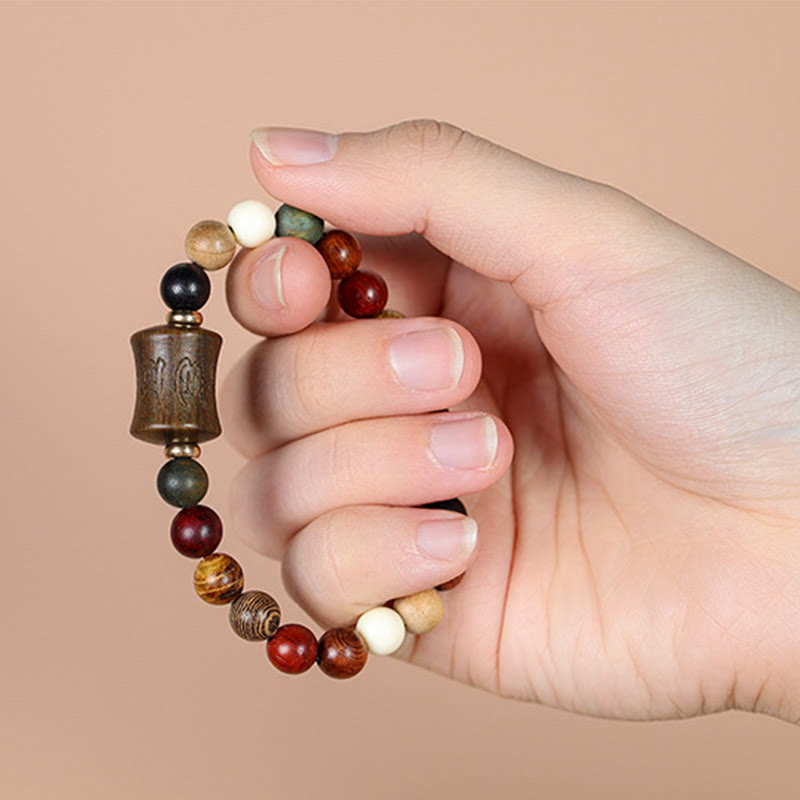 Nimara Ritual Tibet Multicolored Sandalwood Om Mani Padme Hum Protection Bracelet