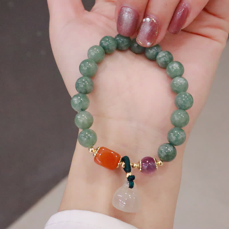 Nimara Ritual Cyan Jade Lotus Pumpkin Wish Peace Buckle Amethyst Crystal Healing Bracelet