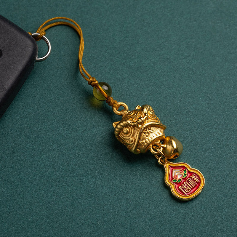 Nimara Ritual Dancing Lion Auspicious Ruyi Safe Peace Rich Copper Wealth Phone Hanging Decoration