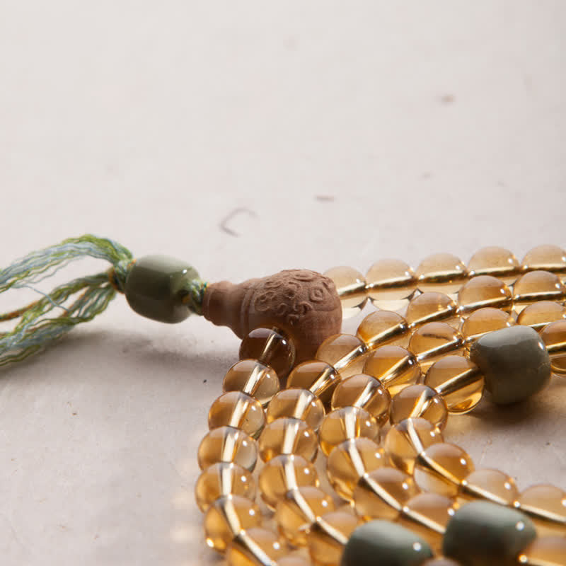Nimara Ritual 108 Mala Beads 925 Sterling Silver Citrine Sandalwood Turquoise Protection Prosperity Bracelet