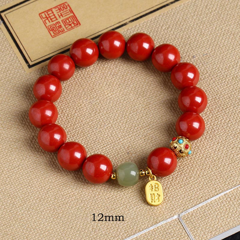 Nimara Ritual Cinnabar Green Aventurine Fortune Protection Charm Bracelet