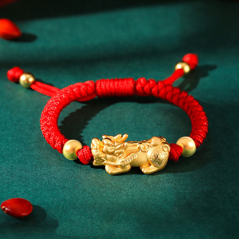 Nimara Ritual 999 Sterling Silver PiXiu Wealth King Kong Knot String Braided Kids Child Bracelet