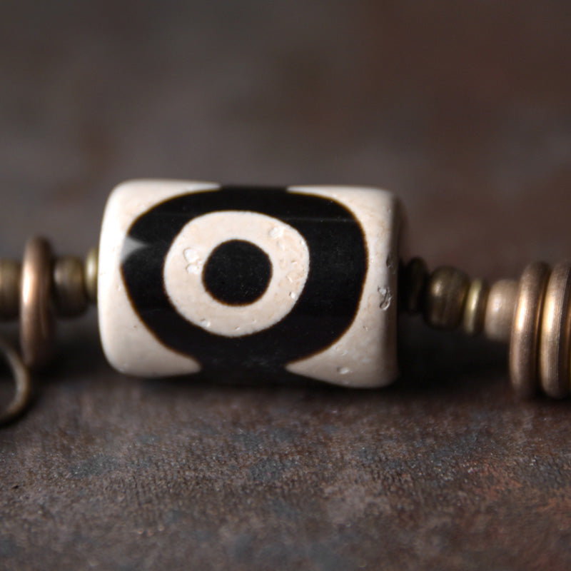 Nimara Ritual Ebony Wood Dzi Bead Copper Protection Couple Bracelet