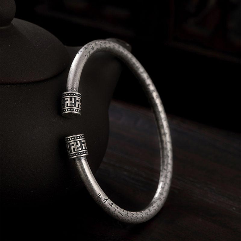 Nimara Ritual Tibetan Heart Sutra White Copper Luck Bracelet