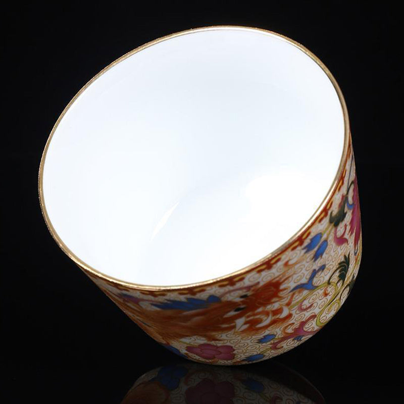 Nimara Ritual 2Pcs Dragon Phoenix Ceramic Teacup Kung Fu Tea Cups