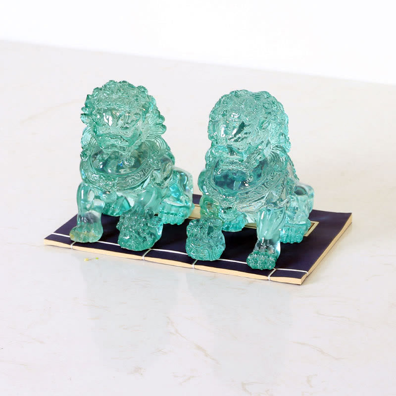 Nimara Ritual 2Pcs Lion Statue Courage Strength Resin Home Office Decoration