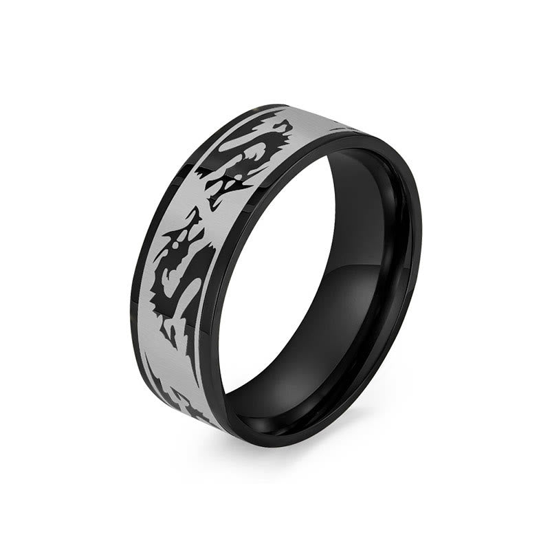 Nimara Ritual Dragon Carved Protection Strength Titanium Steel Ring