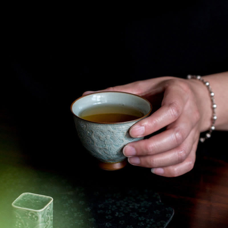 Nimara Ritual Lotus Carved Ceramic Teacup Kung Fu Tea Cup