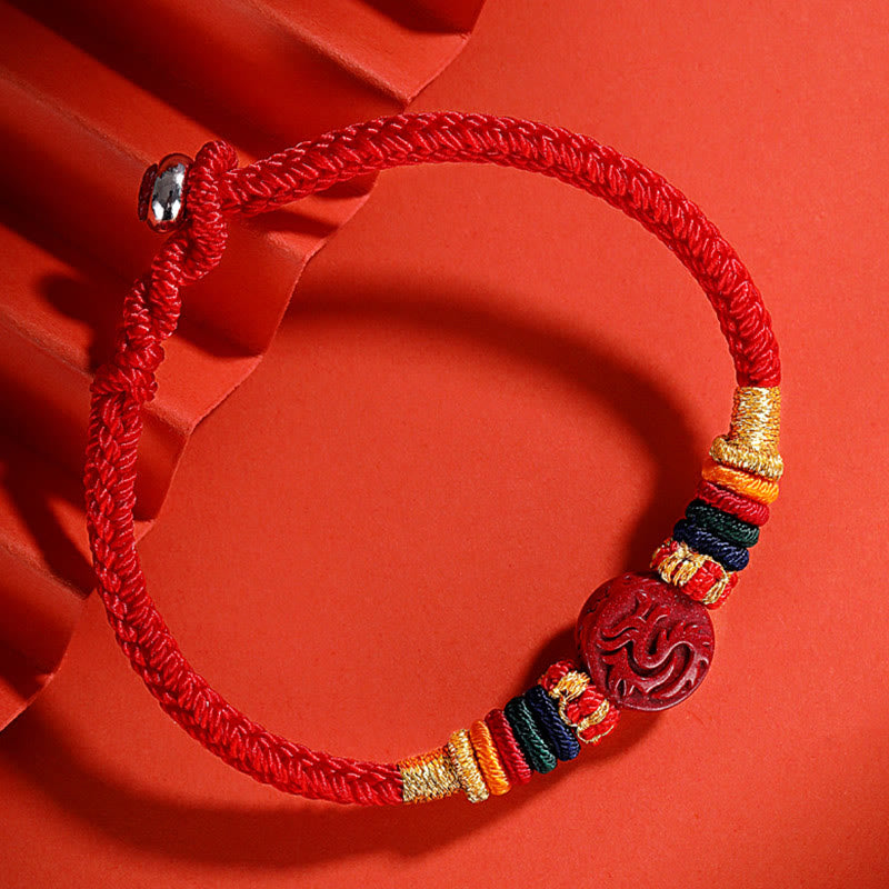 Nimara Ritual Year of the Dragon 925 Sterling Silver Chinese Zodiac Cinnabar Auspicious Matches Blessing Bracelet