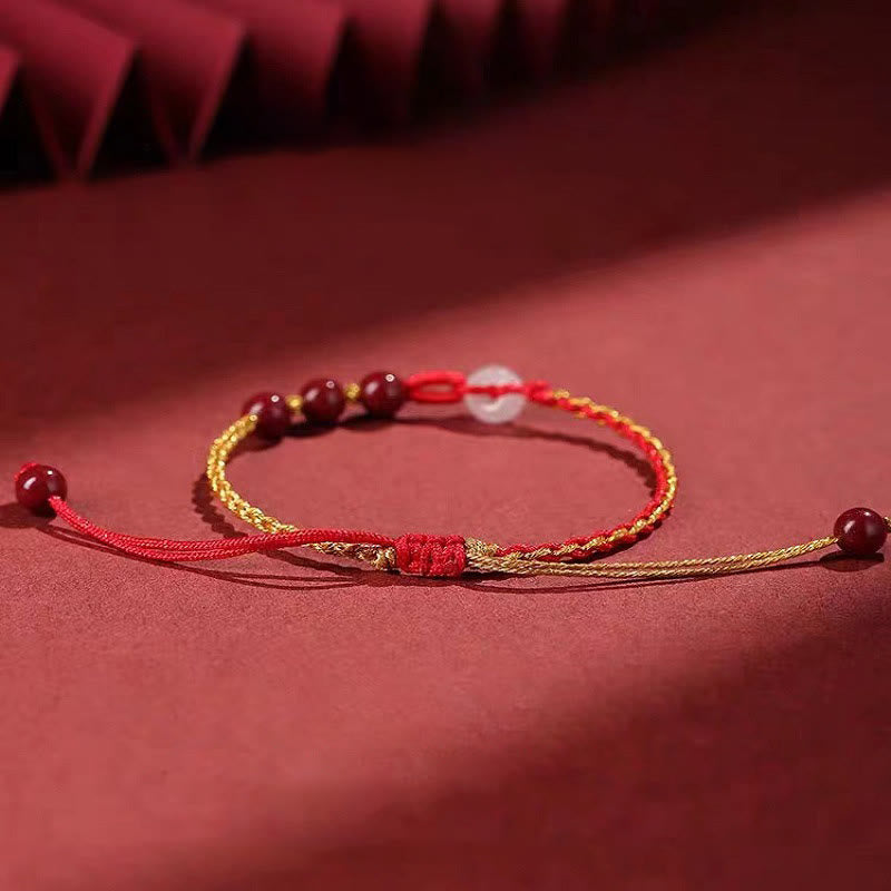 Nimara Ritual Natural Cinnabar Jade Peace Buckle Blessing Bracelet