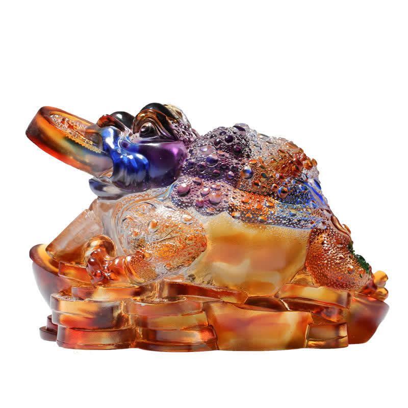 Nimara Ritual Feng Shui Frog Handmade Liuli Crystal Art Piece Wealth Home Office Decoration