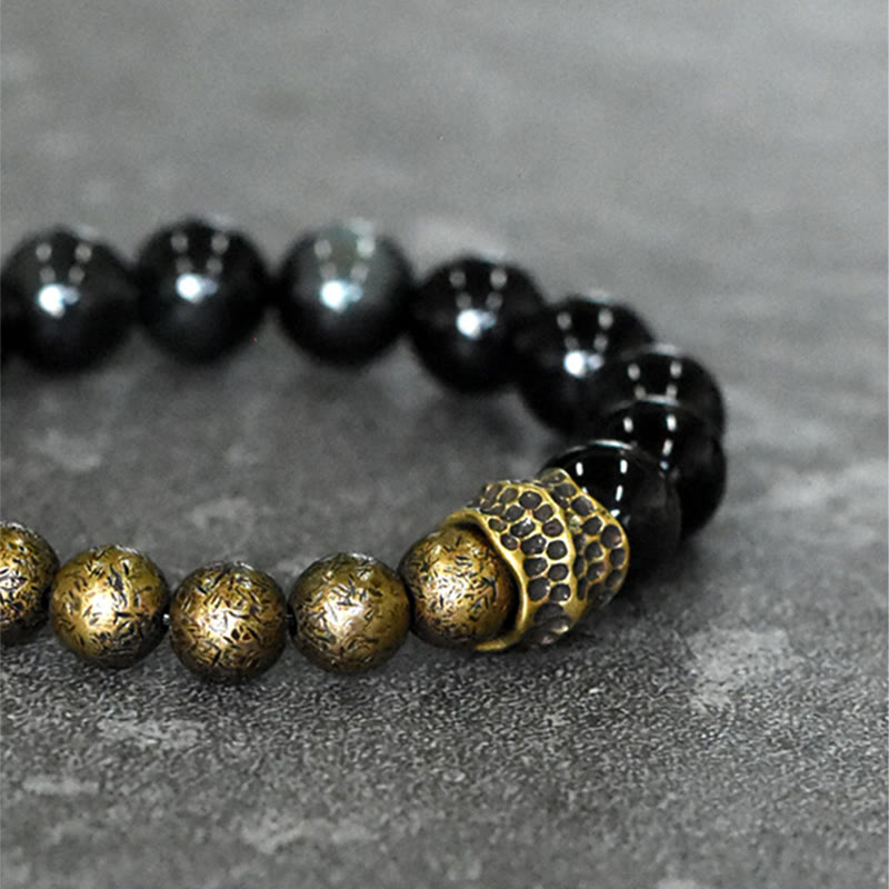 Nimara Ritual Rainbow Obsidian Copper Bead Positive Transformation Bracelet