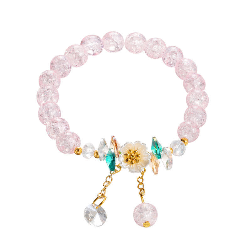Nimara Ritual Simple Design Flower Charm Glass Bead Bracelet