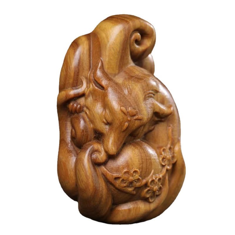 Nimara Ritual Mini Nine Tailed Fox Green Sandalwood Peace Decoration Car Hanging Decoration