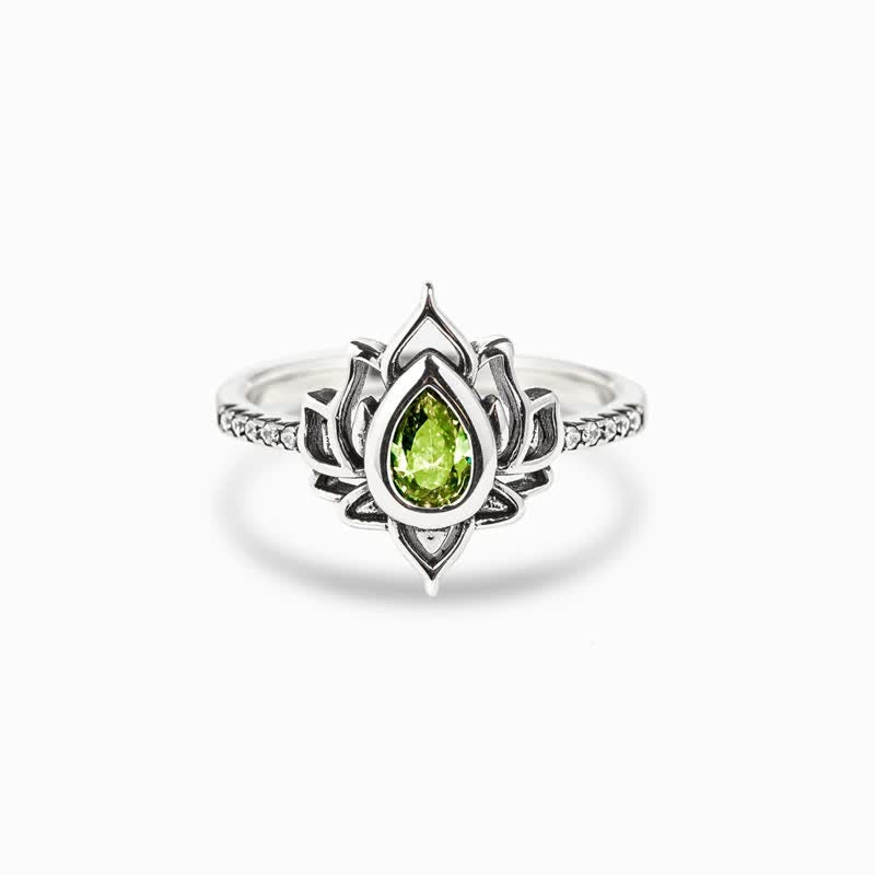 Nimara Ritual Sterling Silver Lotus Zircon Blessing Protection Ring