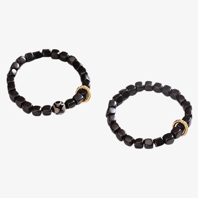 Nimara Ritual Tibetan Ebony Wood Dzi Bead Balance Calm Bracelet