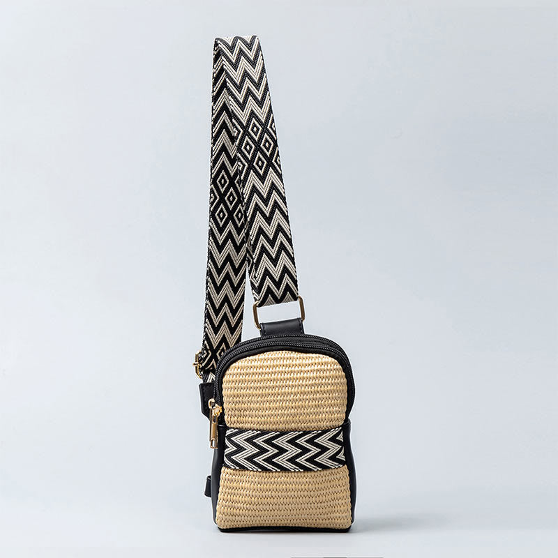 Nimara Ritual Small Geometry Straw Woven Crossbody Bag Shoulder Bag