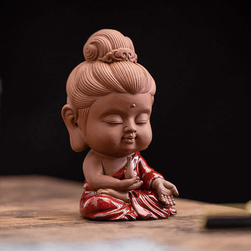 Nimara Ritual Mini Gautama Buddha Sakyamuni Kwan Yin Avalokitesvara Ksitigarbha Serenity Ceramic Desk Decoration