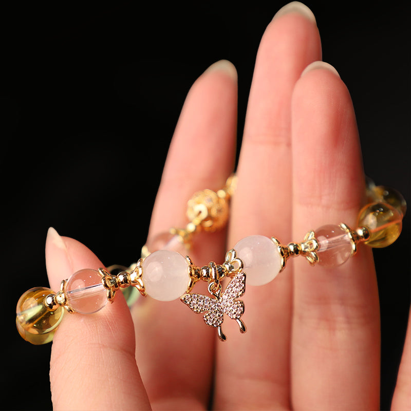 Nimara Ritual Citrine Moonstone Butterfly Charm Prosperity Protection Bracelet