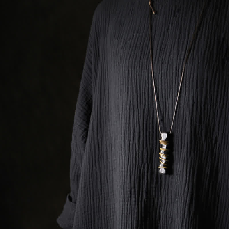 Nimara Ritual Tibet Ebony Wood Brass Balance Peace Necklace Pendant