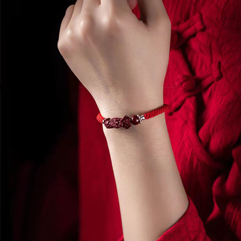 Nimara Ritual Handcrafted PiXiu Cinnabar Wealth Luck Braided Bracelet