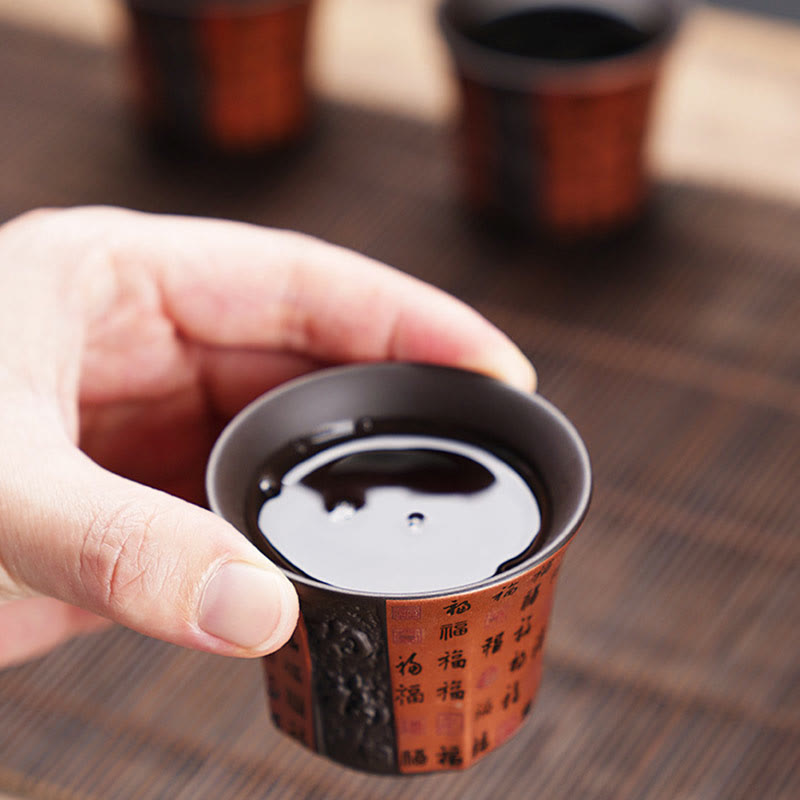 Nimara Ritual Small Fu Character Purple Clay Ceramic Teacup Kung Fu Tea Cup 50ml