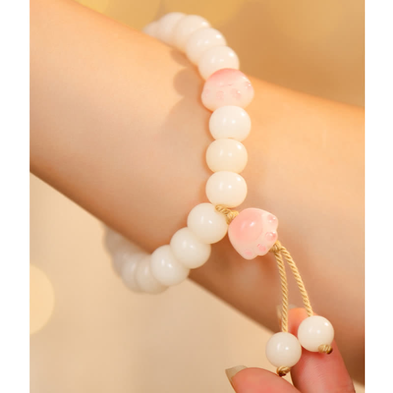 Nimara Ritual Natural Bodhi Seed Lovely Paw Lucky Cat Paw Peace Bracelet