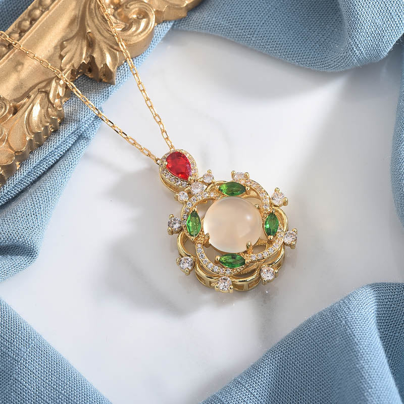 Nimara Ritual Cyan Jade Red Crystal Luck Necklace