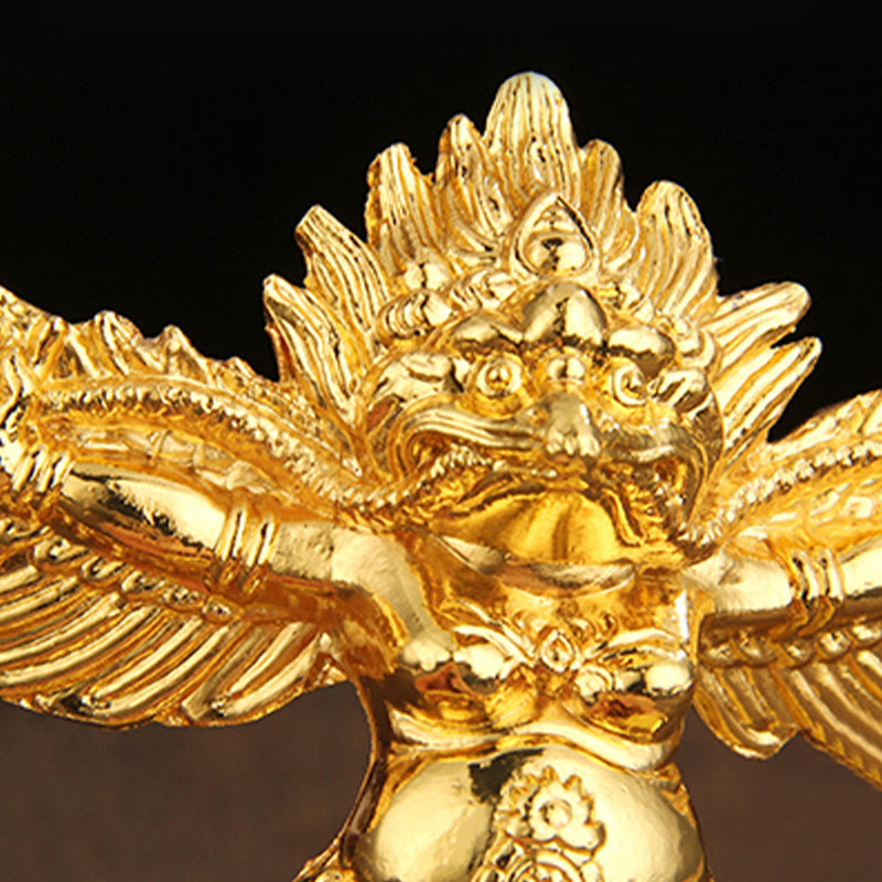 Nimara Ritual Tibetan Gold Garuda Bird Alloy Protection Home Decoration