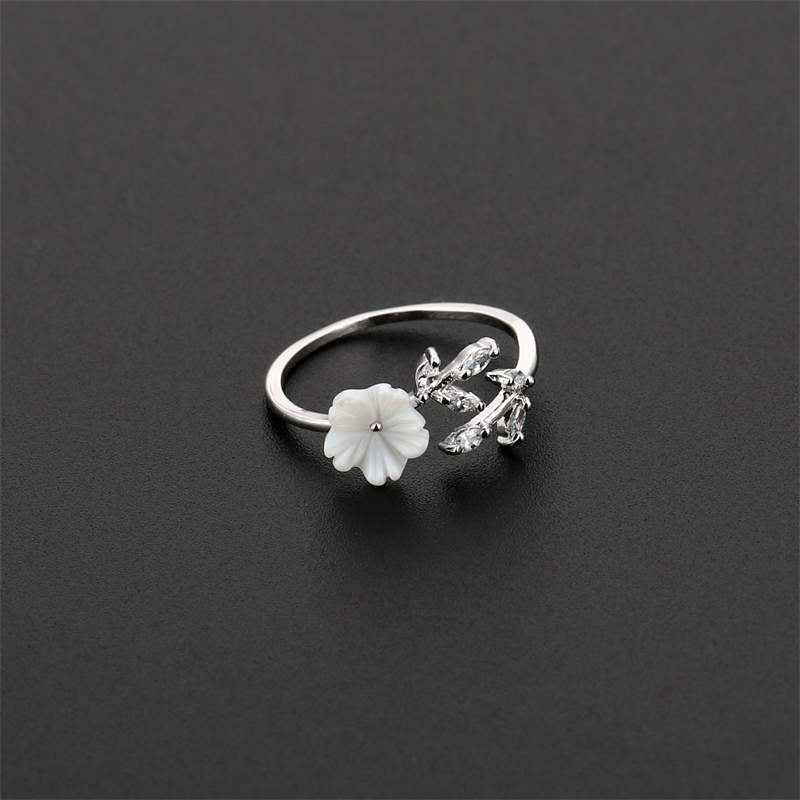 Nimara Ritual Plum Blossom Leaf Pattern Copper Luck Ring