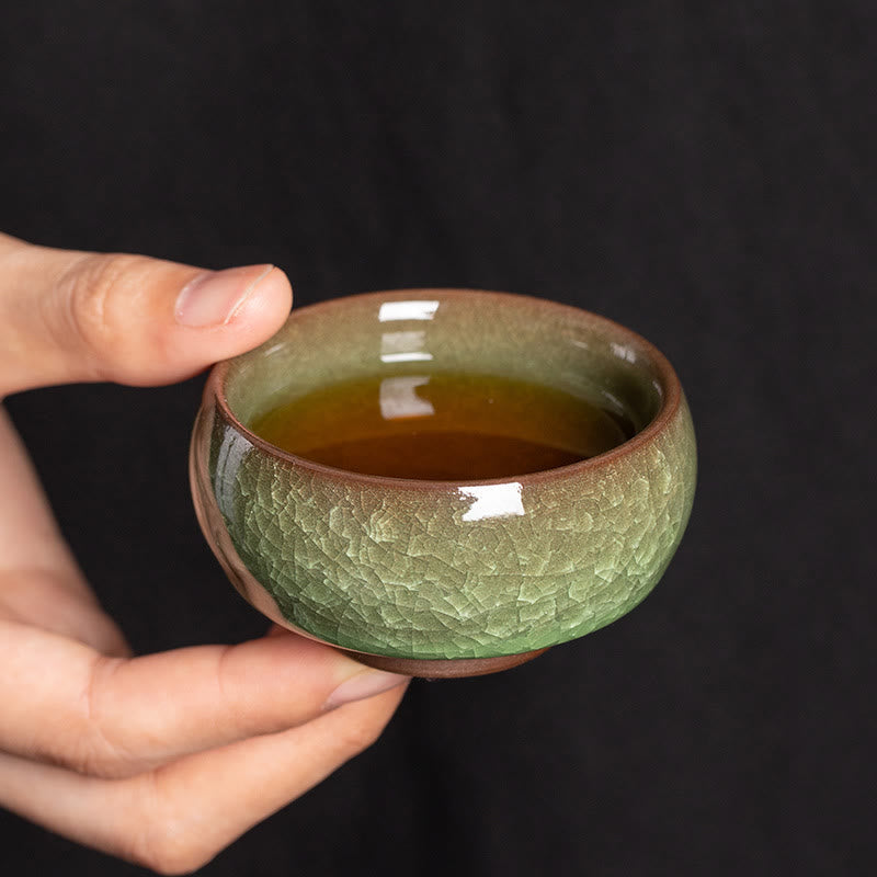 Nimara Ritual Chinese Green Ice Crack Design Jianzhan Kiln Change Porcelain Teacup Kung Fu Tea Cup