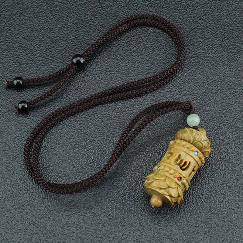 Nimara Ritual Tibet Green Sandalwood Rosewood Om Mani Padme Hum Lotus Positive Soothing Necklace Pendant