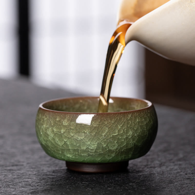 Nimara Ritual Chinese Green Ice Crack Design Jianzhan Kiln Change Porcelain Teacup Kung Fu Tea Cup