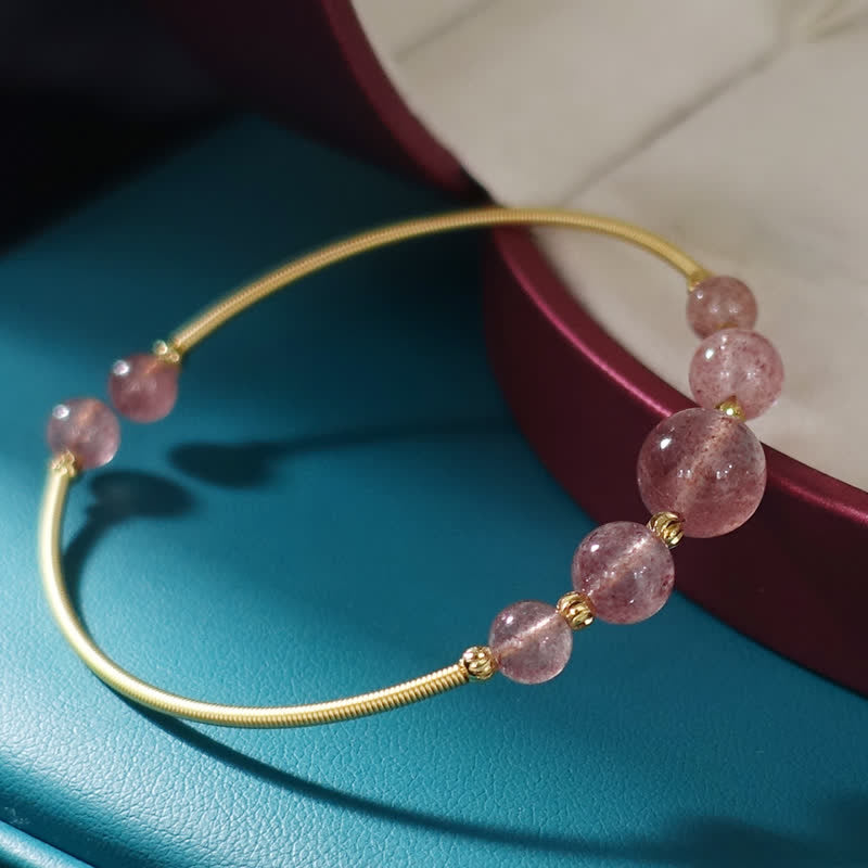 Nimara Ritual Natural Strawberry Quartz Love Healing Bracelet Bangle